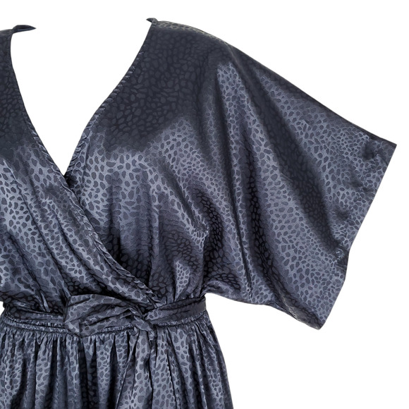 Baltic Born Savannah Print Kimono Faux Wrap Maxi Dress V Neck Navy M - Picture 8 of 12